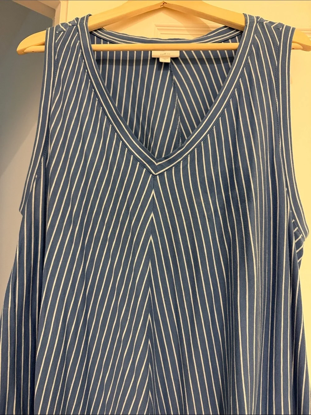 J. Jill Blue and White Striped V-Neck Midi Dress - Picture 2 of 4